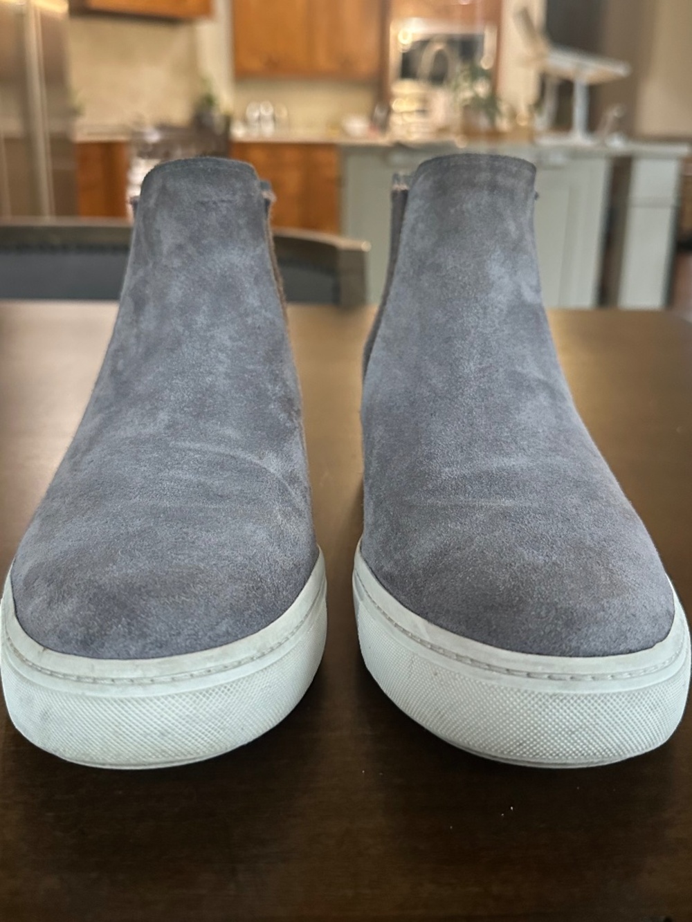 Vince High Top Sneakers Suede Slip On Ankle Boots Shoes Grey Women's Sz 7 / 37.5 - Picture 3 of 11